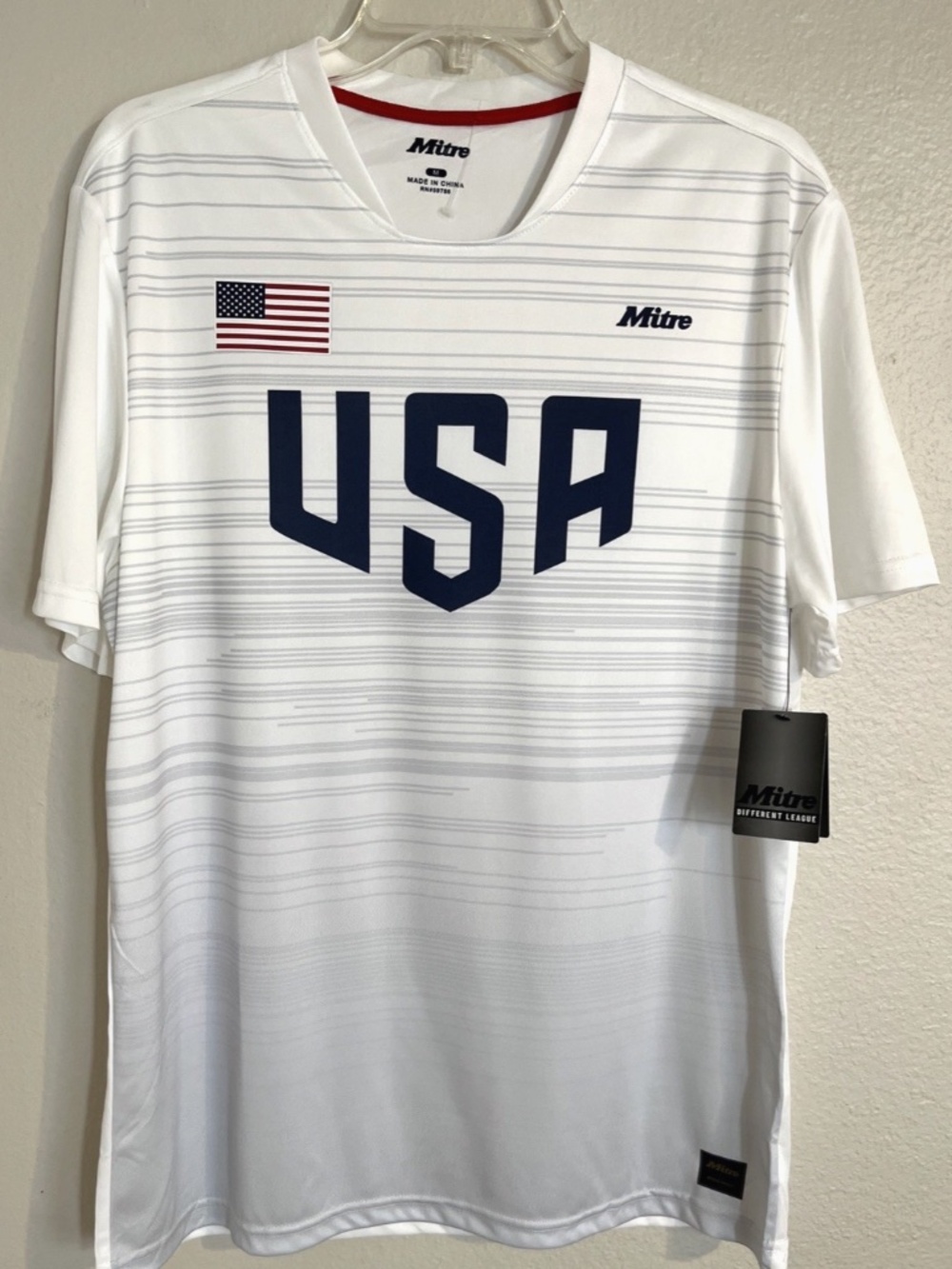 Mitre USA Soccer Jersey Shirt Men's M White/Blue Officially Licensed